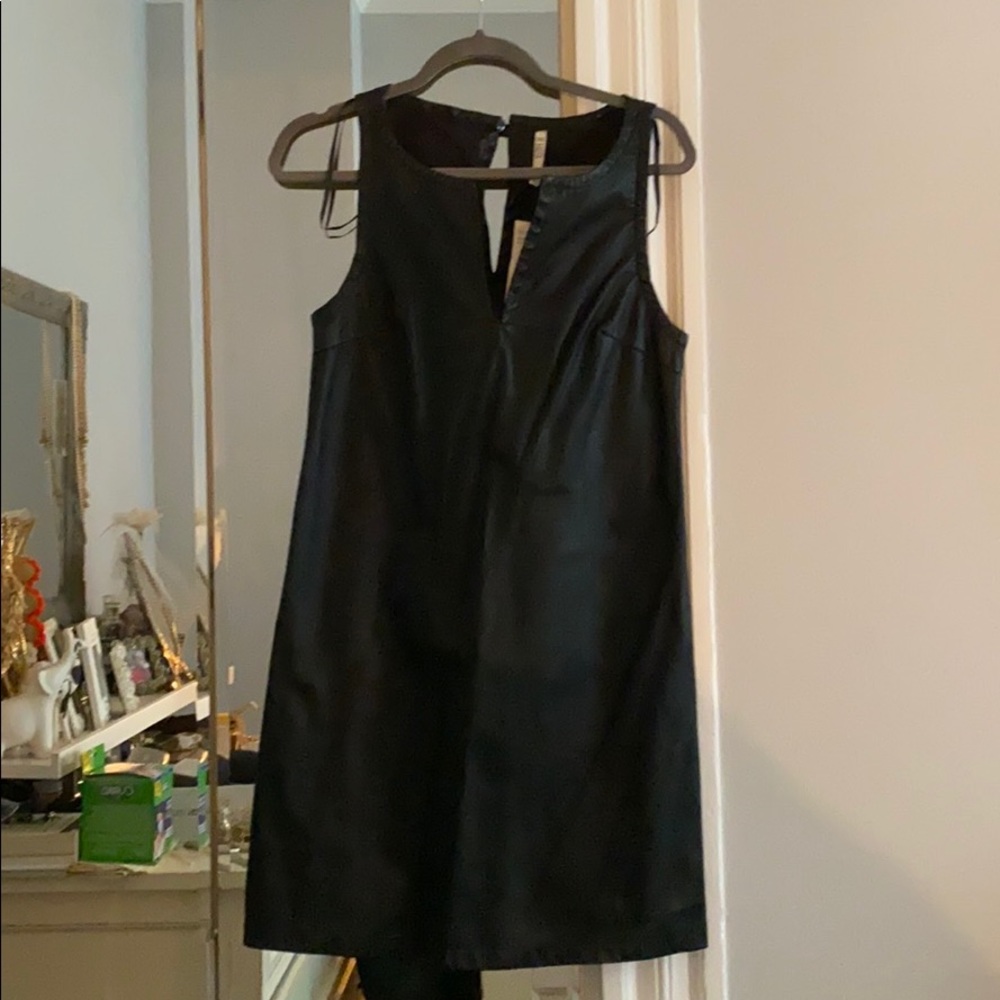 Faux leather shift dress